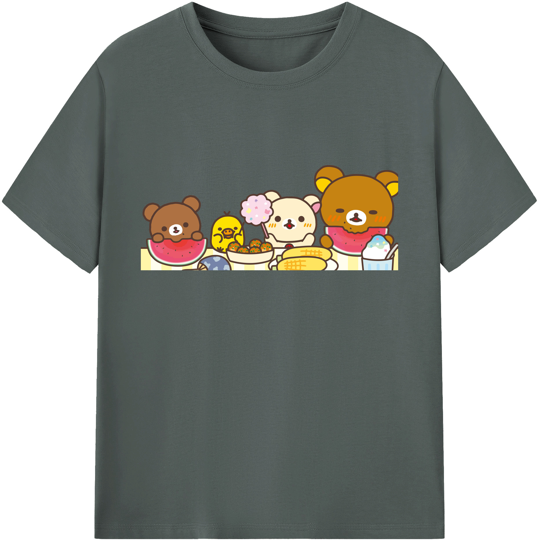 （画像用） リラックマ リラックマ キイロイトリ Rilakkuma Korilakkuma Kiiroitori 綿100％ メンズ半袖Tシャツ｜肌触りやわらか＆通気性